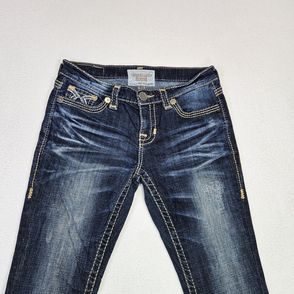 BIG STAR Liv Jean 27L Tall Bling Thick Stitch Western Blue Denim Cowgirl 31x34 - Picture 3 of 16